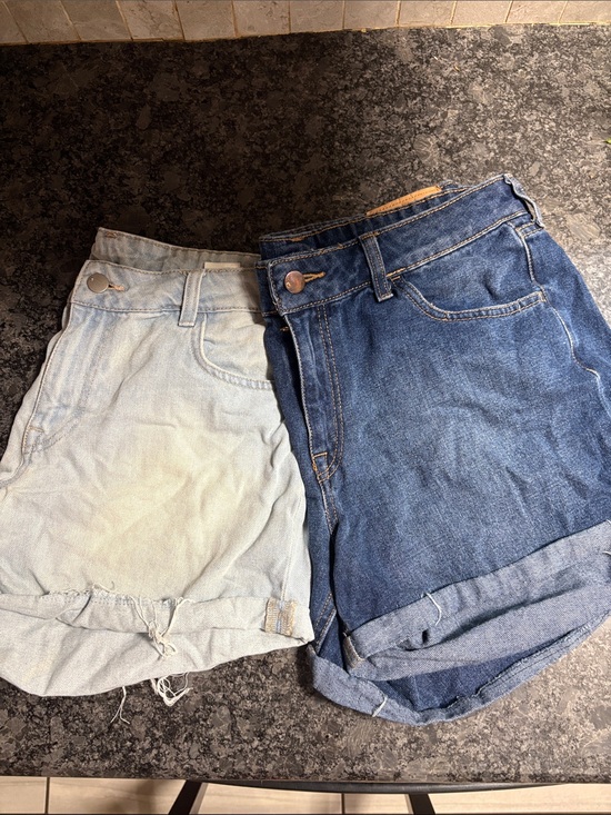 H&M Pants - H&M Bundle of 2 Distressed Denim Shorts  High Waist Light  Blue & Dark Blue